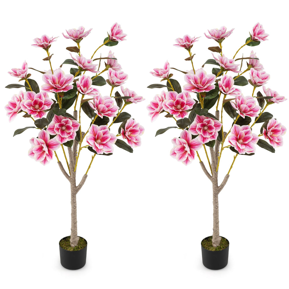 130CM Artificial Magnolia Tree Faux Wedding Flower Plant with Realistic Moss-2 Pack