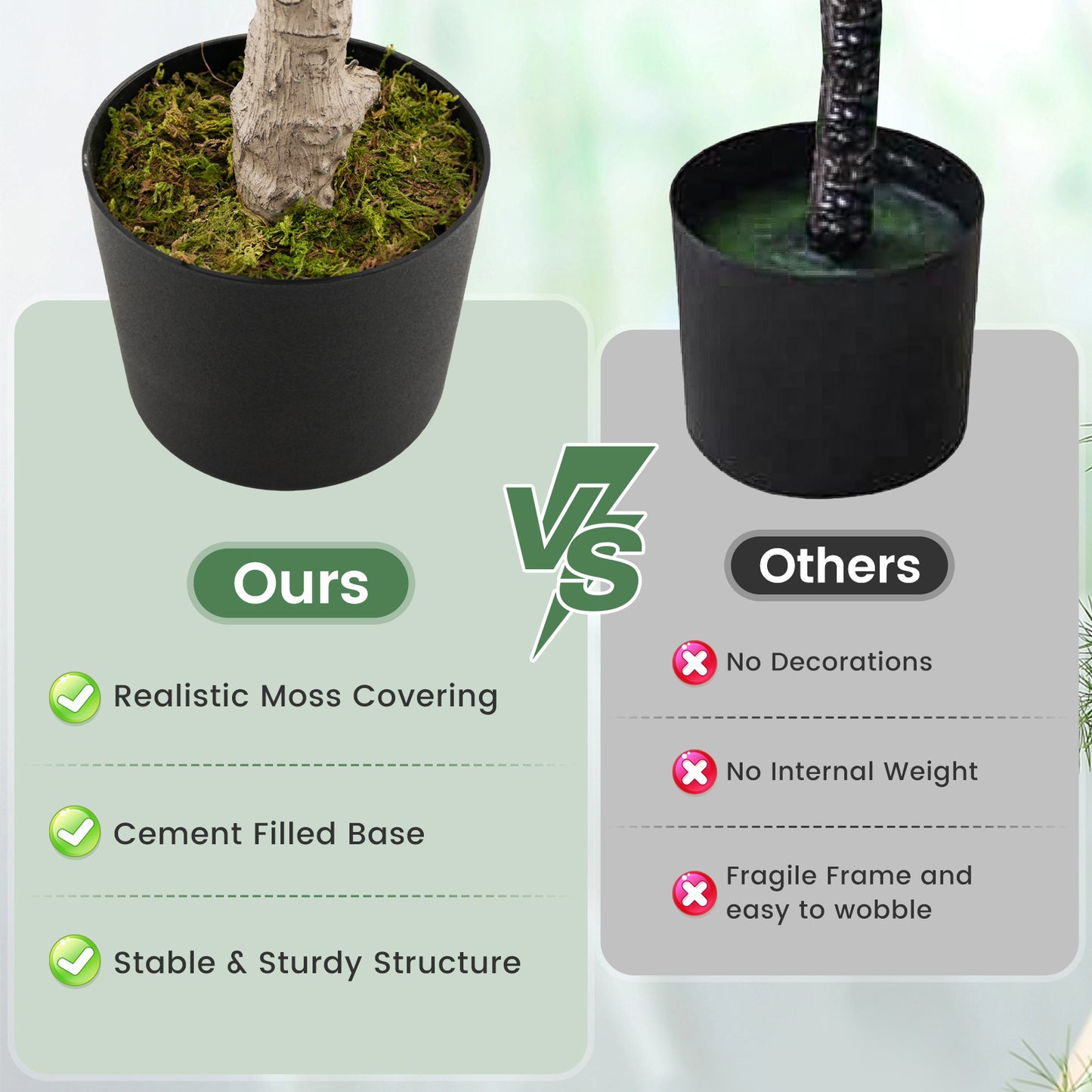 130CM Artificial Magnolia Tree Faux Wedding Flower Plant with Realistic Moss-2 Pack
