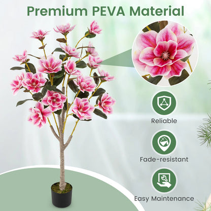 130CM Artificial Magnolia Tree Faux Wedding Flower Plant with Realistic Moss-2 Pack