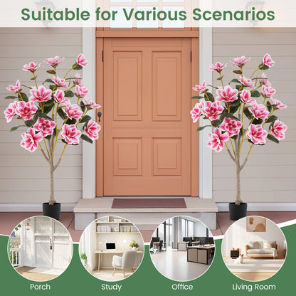 130CM Artificial Magnolia Tree Faux Wedding Flower Plant with Realistic Moss-2 Pack