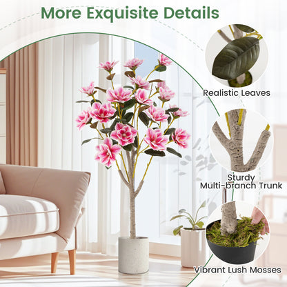 130CM Artificial Magnolia Tree Faux Wedding Flower Plant with Realistic Moss-2 Pack