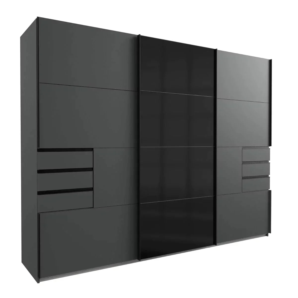 Divac 3 Door Sliding Wardrobe with Mirror - Black