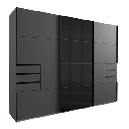 Divac 3 Door Sliding Wardrobe with Mirror - Black