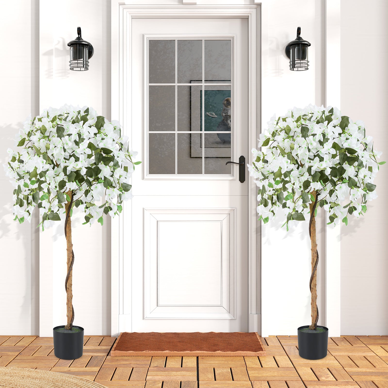 130cm Artificial Azalea Tree with 576 Flowers and 288 Leaves 2 Pack-White