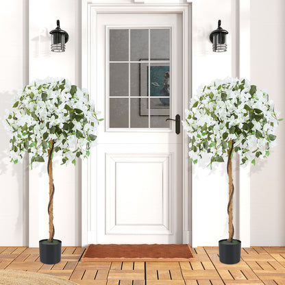 130cm Artificial Azalea Tree with 576 Flowers and 288 Leaves 2 Pack-White