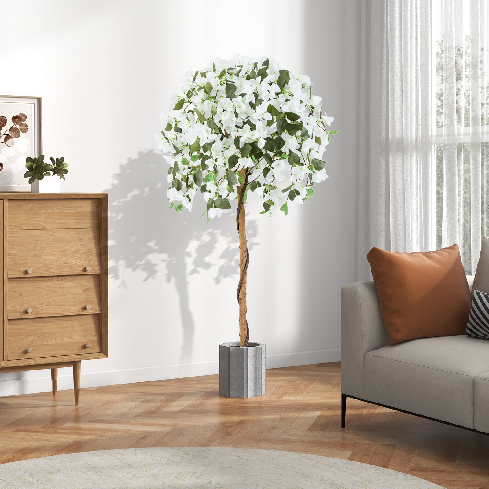 130cm Artificial Azalea Tree with 576 Flowers and 288 Leaves 2 Pack-White