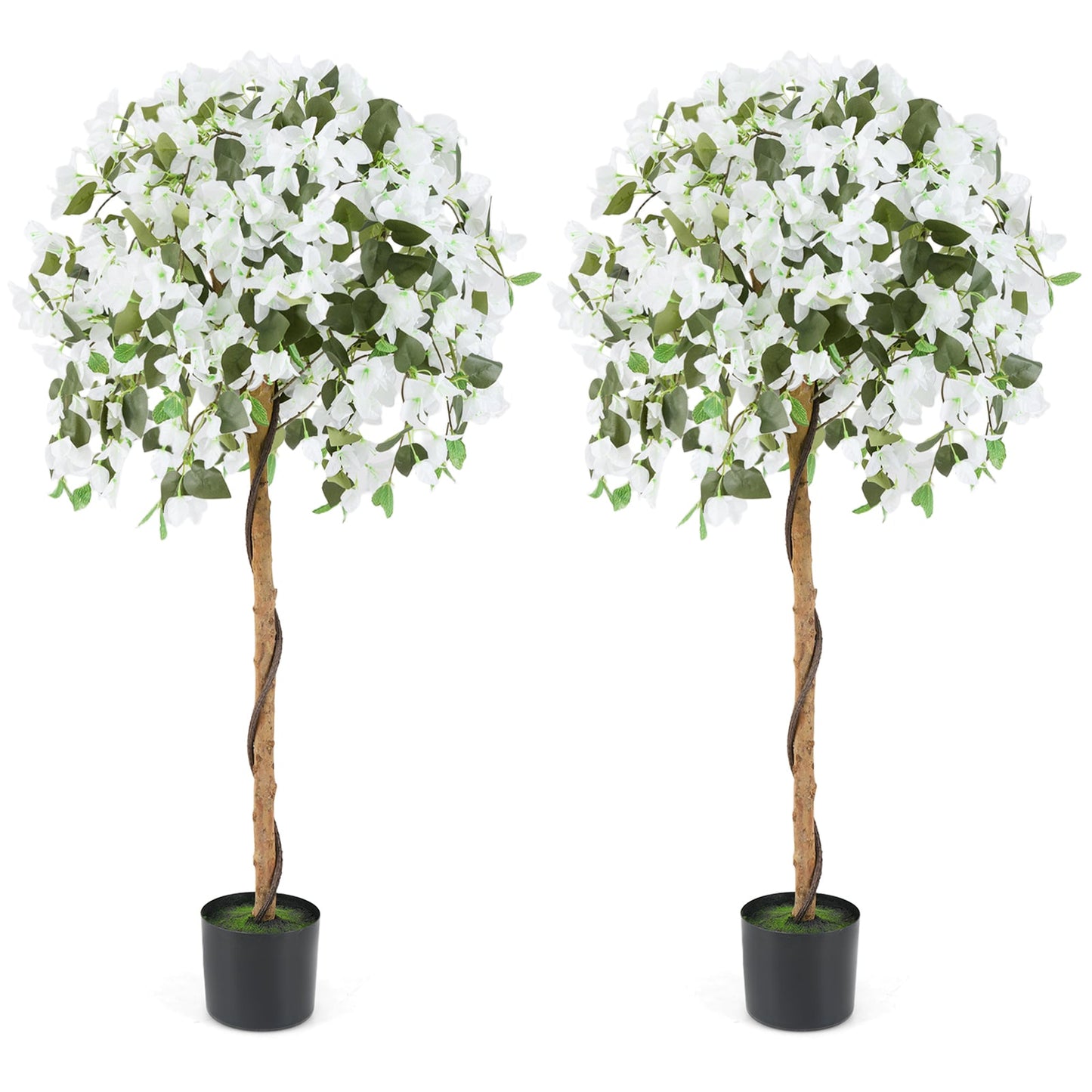 130cm Artificial Azalea Tree with 576 Flowers and 288 Leaves 2 Pack-White