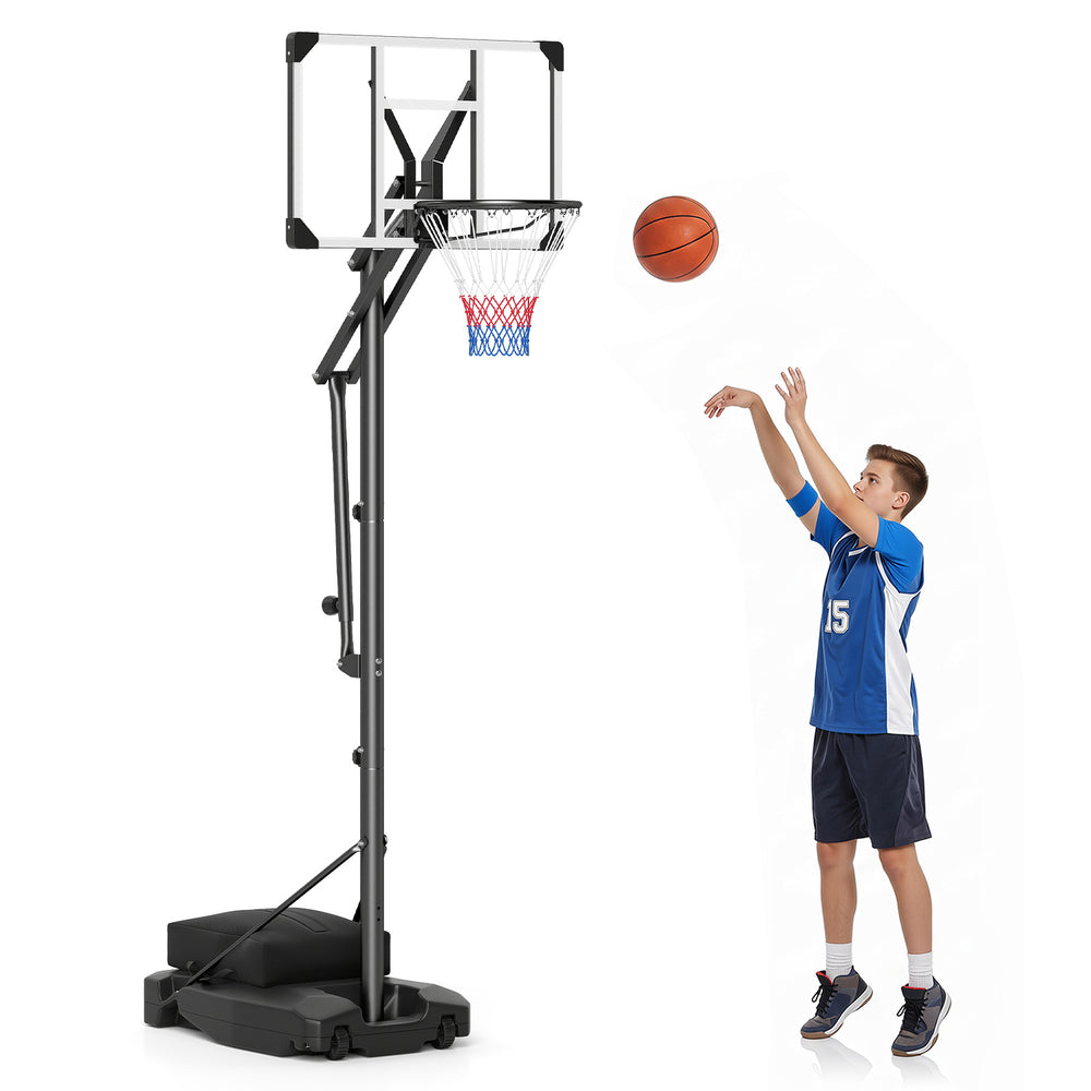 131-263 cm Height Adjustable Basketball Hoop with Weight Bag for Teens