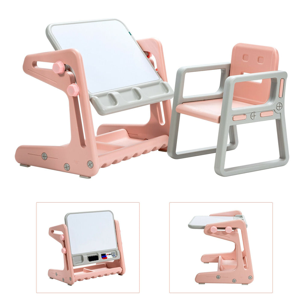 Children's Art Easel / Table and Chair Set with Ample Storage Space