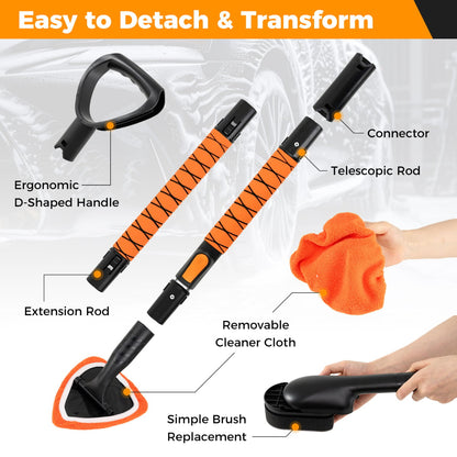 132 cm Car Wash Brush with Extendable Handle Vehicle Cleaning Set-Orange