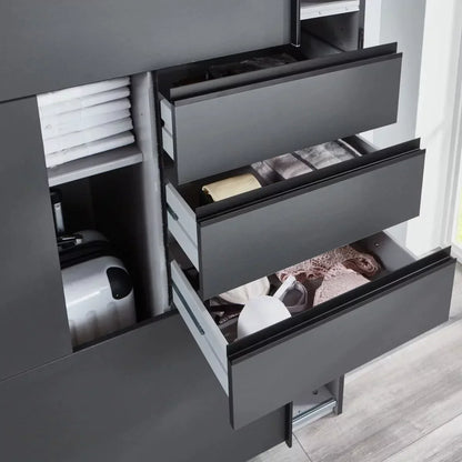 Sliding Wardrobe AMBER 3 Door Mirrored Wardrobe Black 270cm