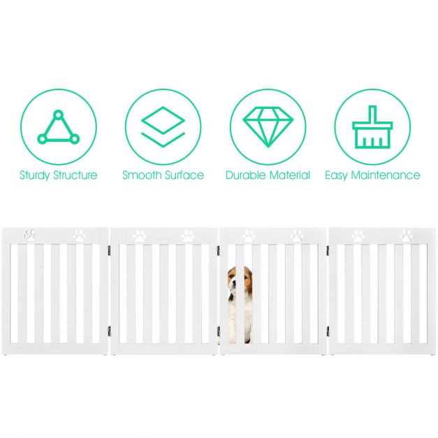 4 Panels Folding Pet Gate-White