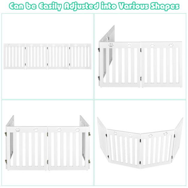4 Panels Folding Pet Gate-White