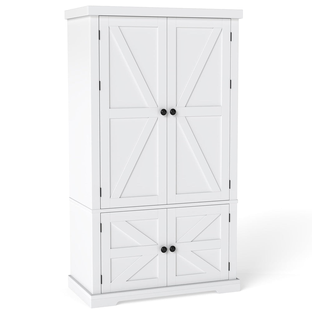 139 cm Pantry Cabinet with 4 Doors and 6 Door Shelves-White