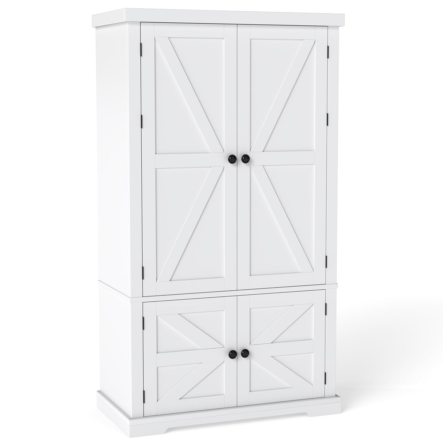 139 cm Pantry Cabinet with 4 Doors and 6 Door Shelves-White