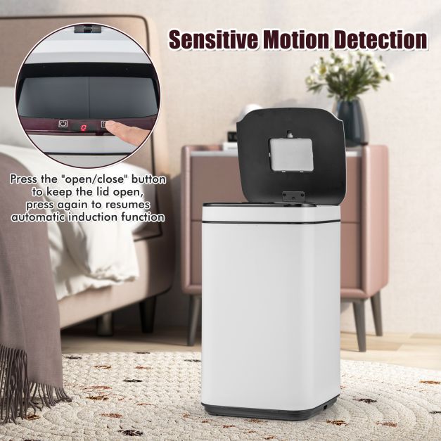 13L Intelligent Touchless Trash Can-White