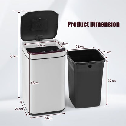 13L Intelligent Touchless Trash Can-White