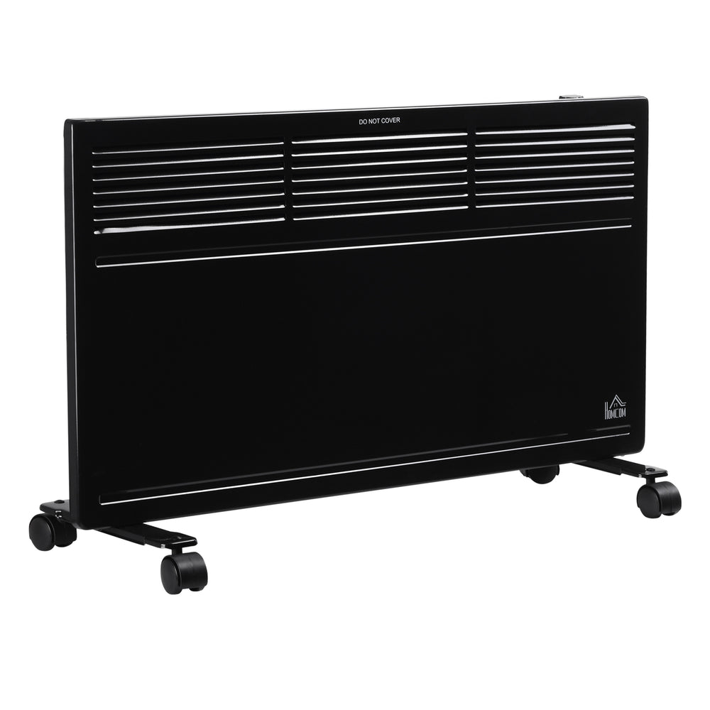 HOMCOM POWER Convector Radiator, Energy Saving Freestanding or Wall-mounted Heating with 2 Heat Settings Safety Cut-Off, Black