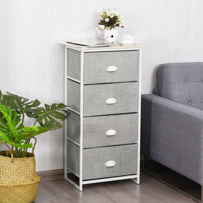 Chest Storage Tower Side Table Display Storage with 4 Drawers-Gray