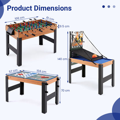 14-in-1 Combo Game Table Set Multi-Game Table 126 CM - Billiards-Natural