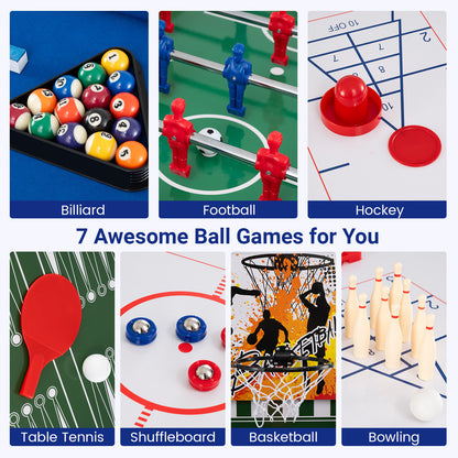 14-in-1 Combo Game Table Set Multi-Game Table 126 CM - Billiards-Natural