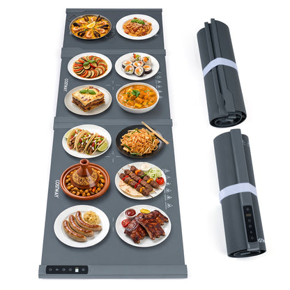 140 x 40.8 cm Expandable Food Warming Mat with 7 Temp and 4H Timer-Grey