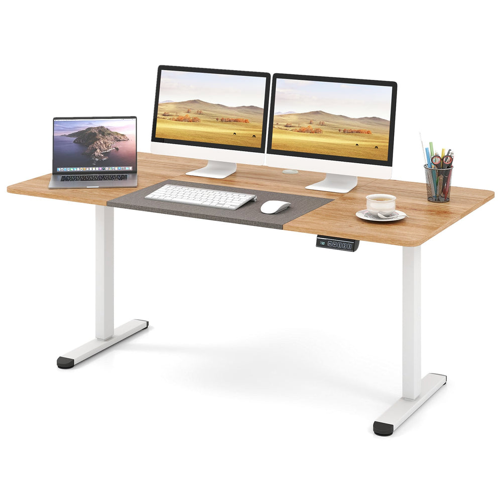 140 x 70 cm Height Adjustable Electric Standing Desk with Anti-Collision Design-Natrual