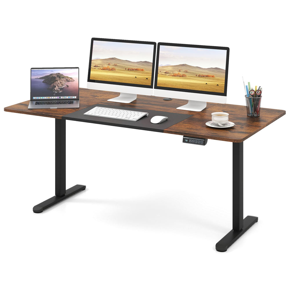 140 x 70 cm Height Adjustable Electric Standing Desk with Anti-Collision Design-Rustic Brown