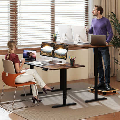 140 x 70 cm Height Adjustable Electric Standing Desk with Anti-Collision Design-Rustic Brown