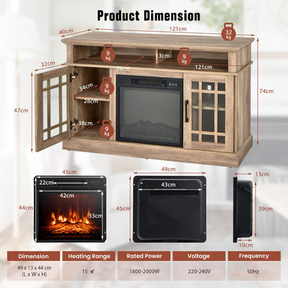 1400W Electric Fireplace with Mantel for TVs up to 55 Inches-Natural