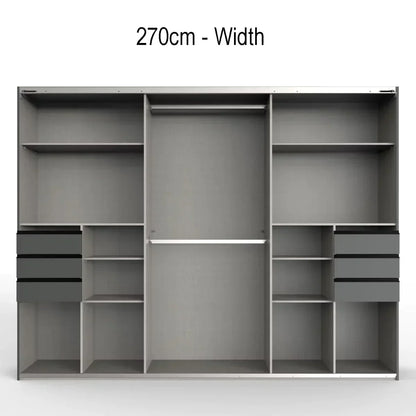 Sliding Wardrobe AMBER 3 Door Mirrored Wardrobe Black 270cm
