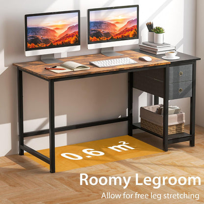 48/55-Inch Home Office Desk with 2 Drawers Hanging Hook-55 Inch