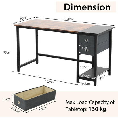 48/55-Inch Home Office Desk with 2 Drawers Hanging Hook-55 Inch
