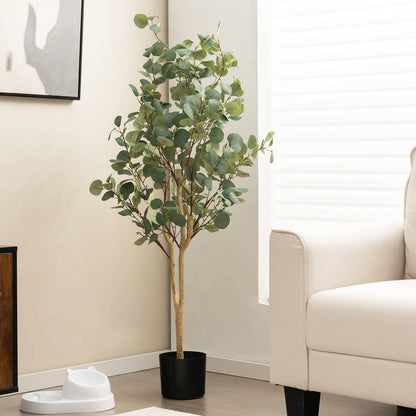 1.4/1.65 m Artificial Eucalyptus Tree with Silver Dollar Leaves-1.4 m - Furniture Gold