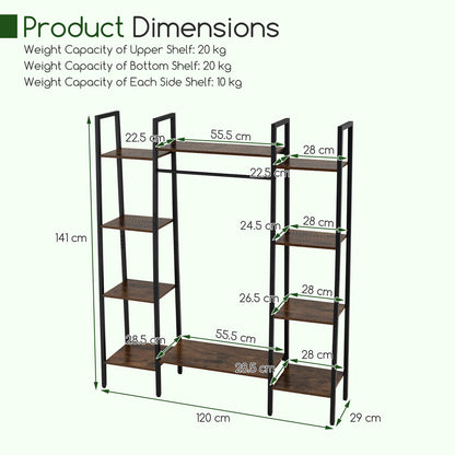 141cm Tall Plant Stand 10-Tier Plant with 16 Colors LED Strip Lights-Rusticbrown