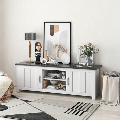 TV Stand with 2 Doors and Storage Shelves for TVs up to 65 Inches-Black