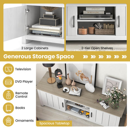 TV Stand with 2 Doors and Storage Shelves for TVs up to 65 Inches-White Oak