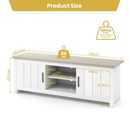 TV Stand with 2 Doors and Storage Shelves for TVs up to 65 Inches-White Oak