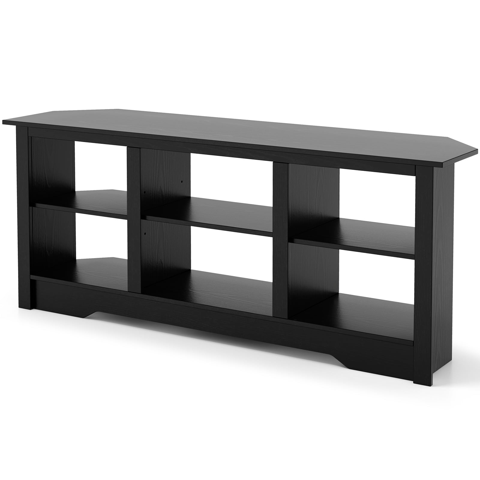 147cm TV Stand for TVs up to 65 Inches with 6 Open Storage Shelves-Black