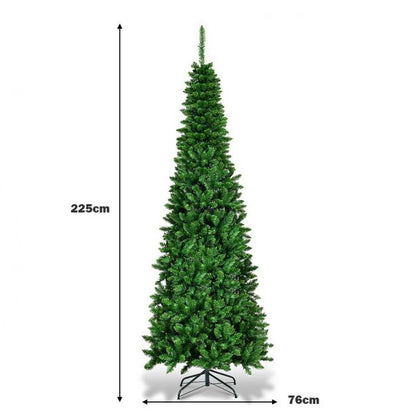 Artificial Pencil Christmas Tree with LED Lights in 3 Sizes-7.5FT