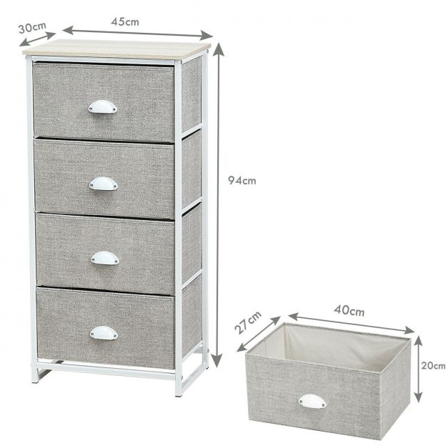 Chest Storage Tower Side Table Display Storage with 4 Drawers-Gray