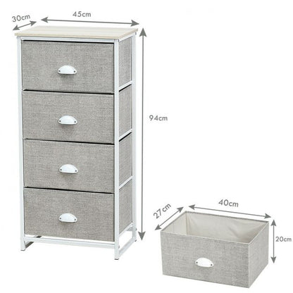Chest Storage Tower Side Table Display Storage with 4 Drawers-Gray