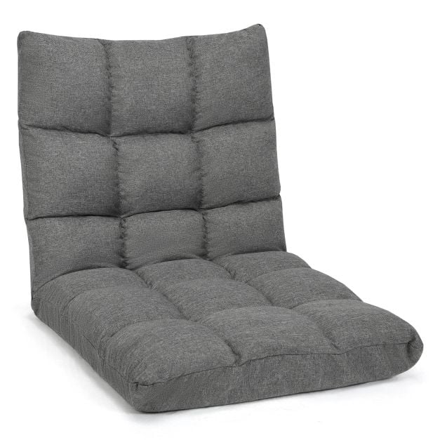14-Position Adjustable Folding Lazy Gaming Sofa-Gray