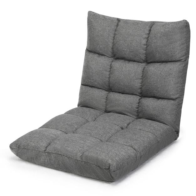 14-Position Adjustable Folding Lazy Gaming Sofa-Gray