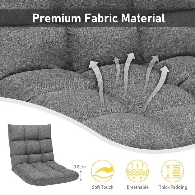 14-Position Adjustable Folding Lazy Gaming Sofa-Gray