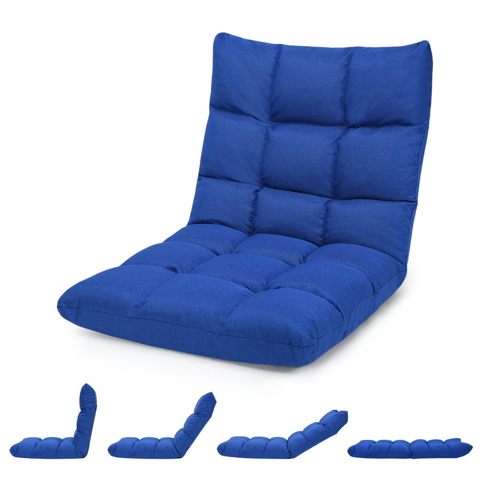 14-Position Adjustable Floor Chair with High Resilience Sponge-Blue