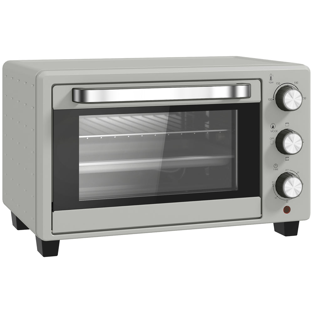 HOMCOM 21L Mini Countertop Oven, 100°C-230°C Adjustable Temp - Silver Tone
