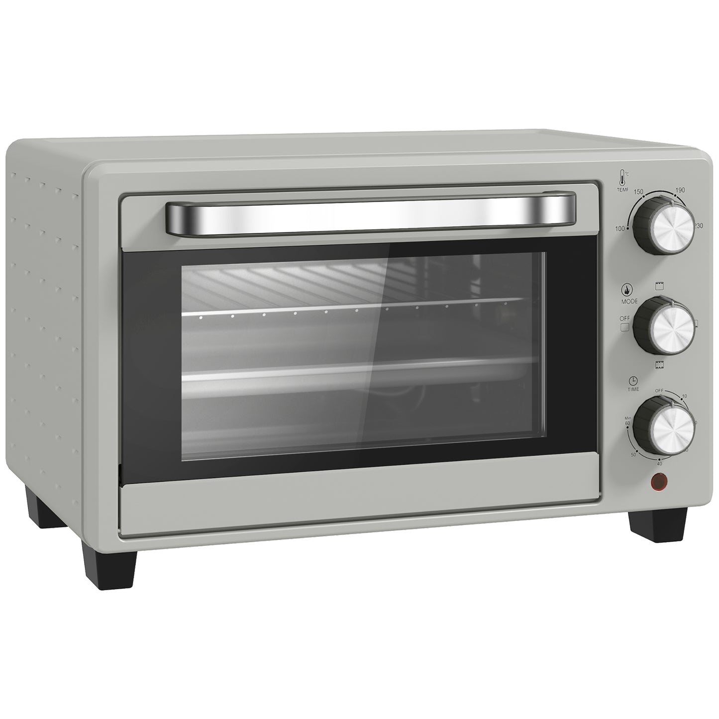 HOMCOM 21L Mini Countertop Oven, 100Â°C-230Â°C Adjustable Temp - Silver Tone