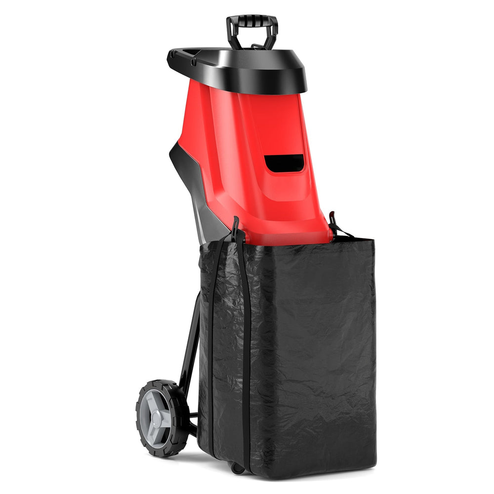 15-AMP Electric Wood Chipper and Shredder with Wheels-Red
