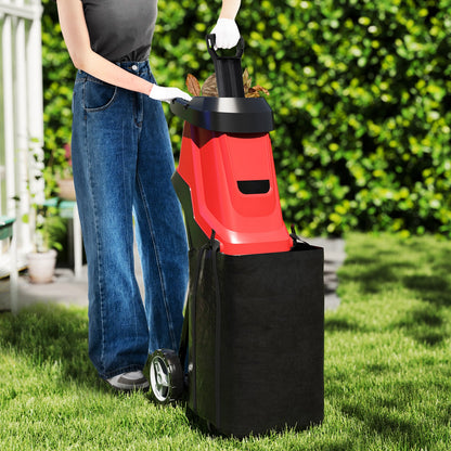 15-AMP Electric Wood Chipper and Shredder with Wheels-Red